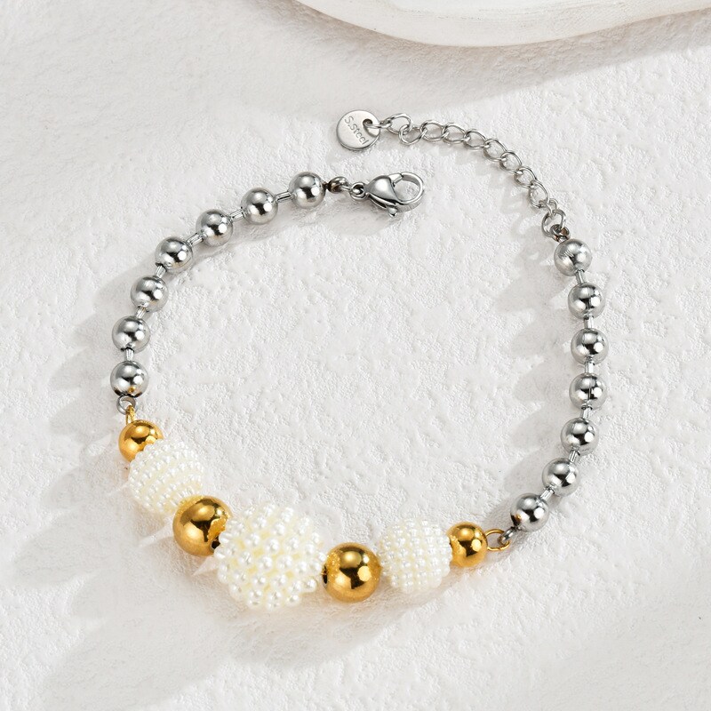 1 Piece Simple Casual Style Bead Shape Stainless Steel 18K Gold Plated Unisex Charm Bracelet 